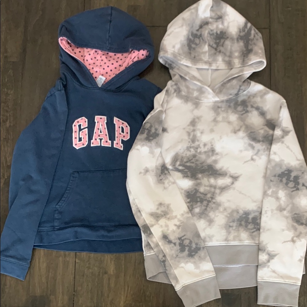 GAP Kids Blue and SO Gray Tie Dye Hoodies